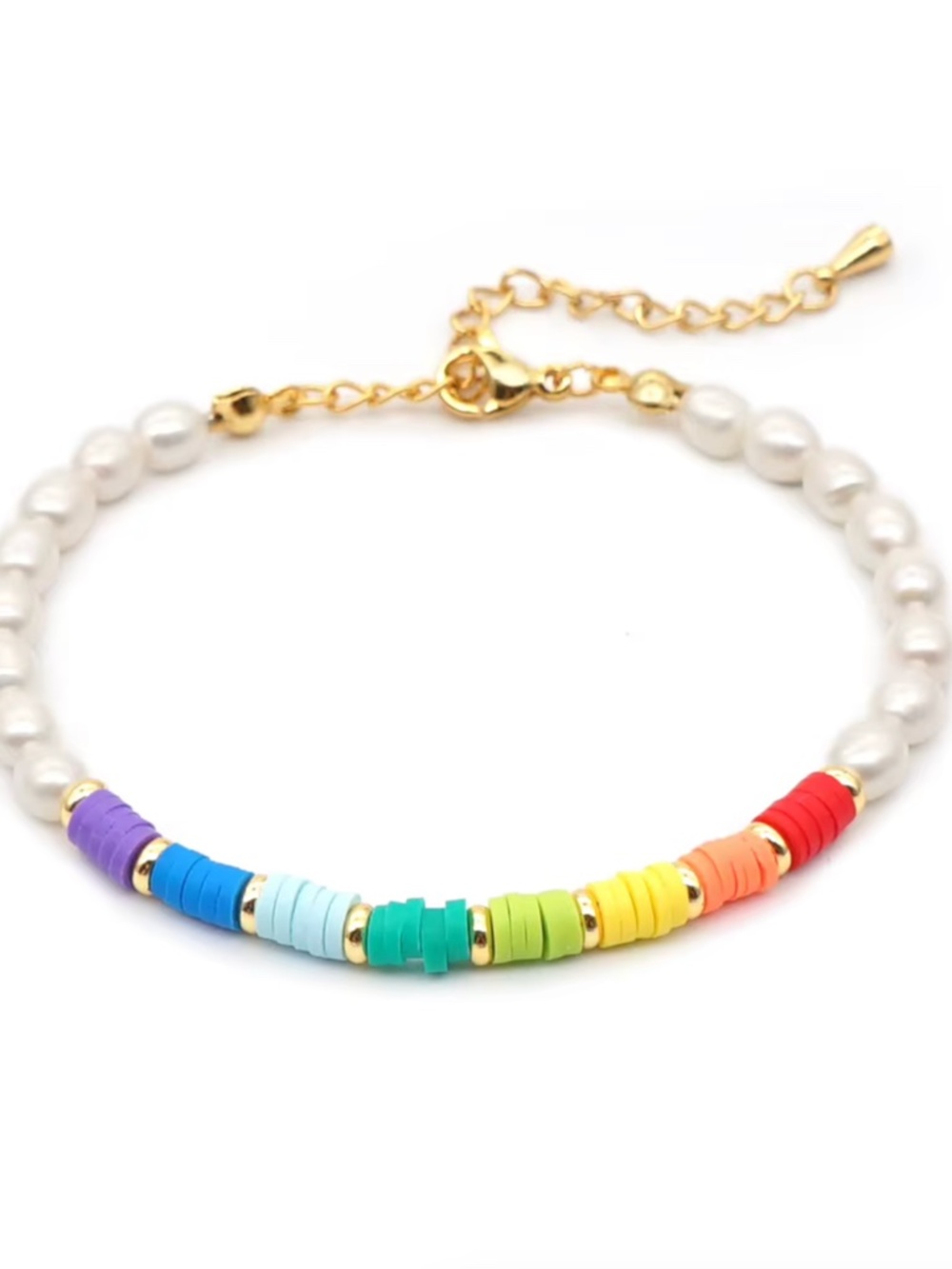 Freshwater Pearl Rainbow Bracelet – Colorful Heishi Bead Bracelet – NWT